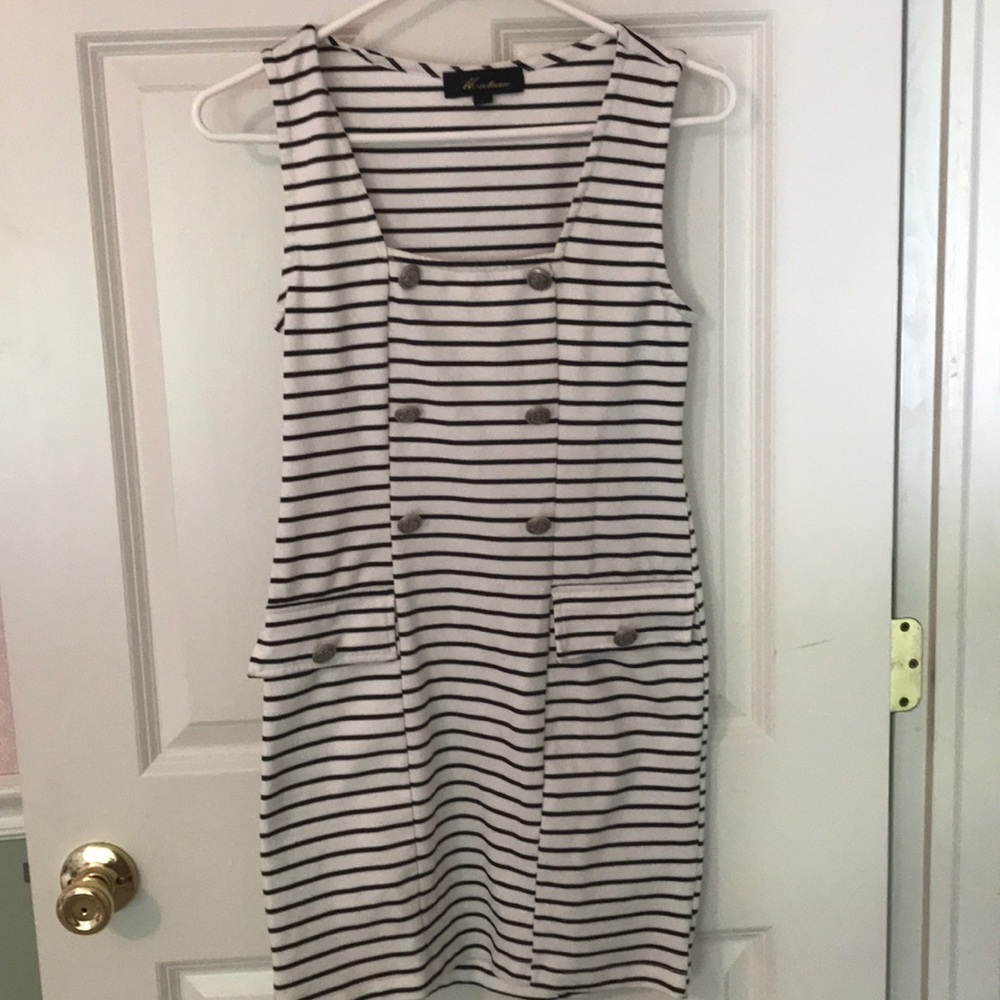 Square neck nautical body con dress